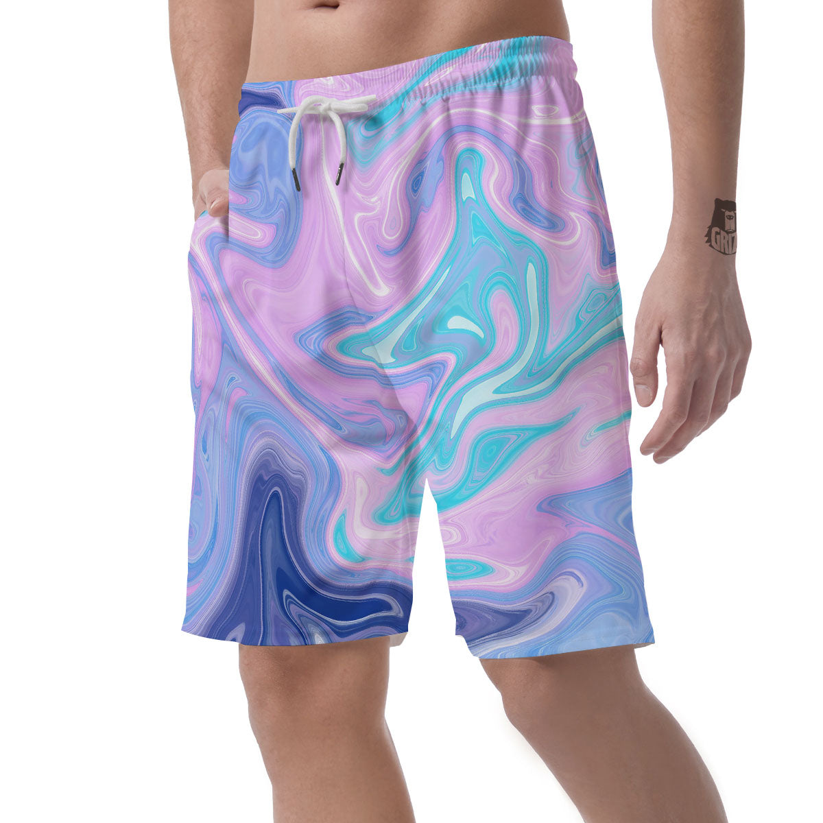 Acid Melt Blue And Pink Print Men's Shorts-grizzshop