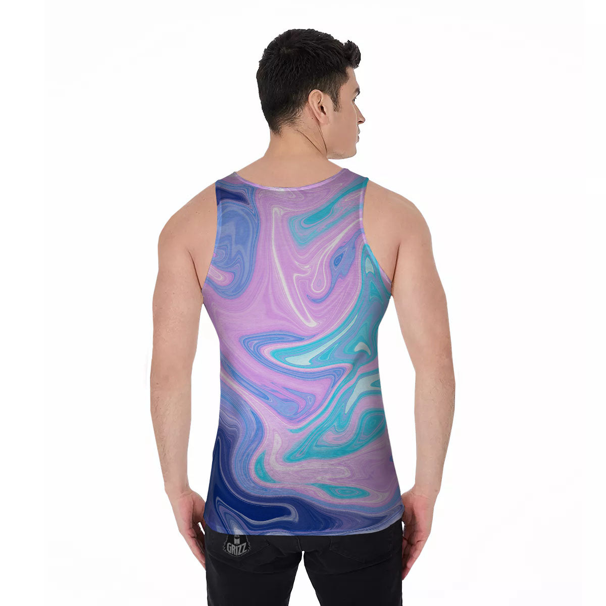 Acid Melt Blue And Pink Print Men's Tank Top-grizzshop