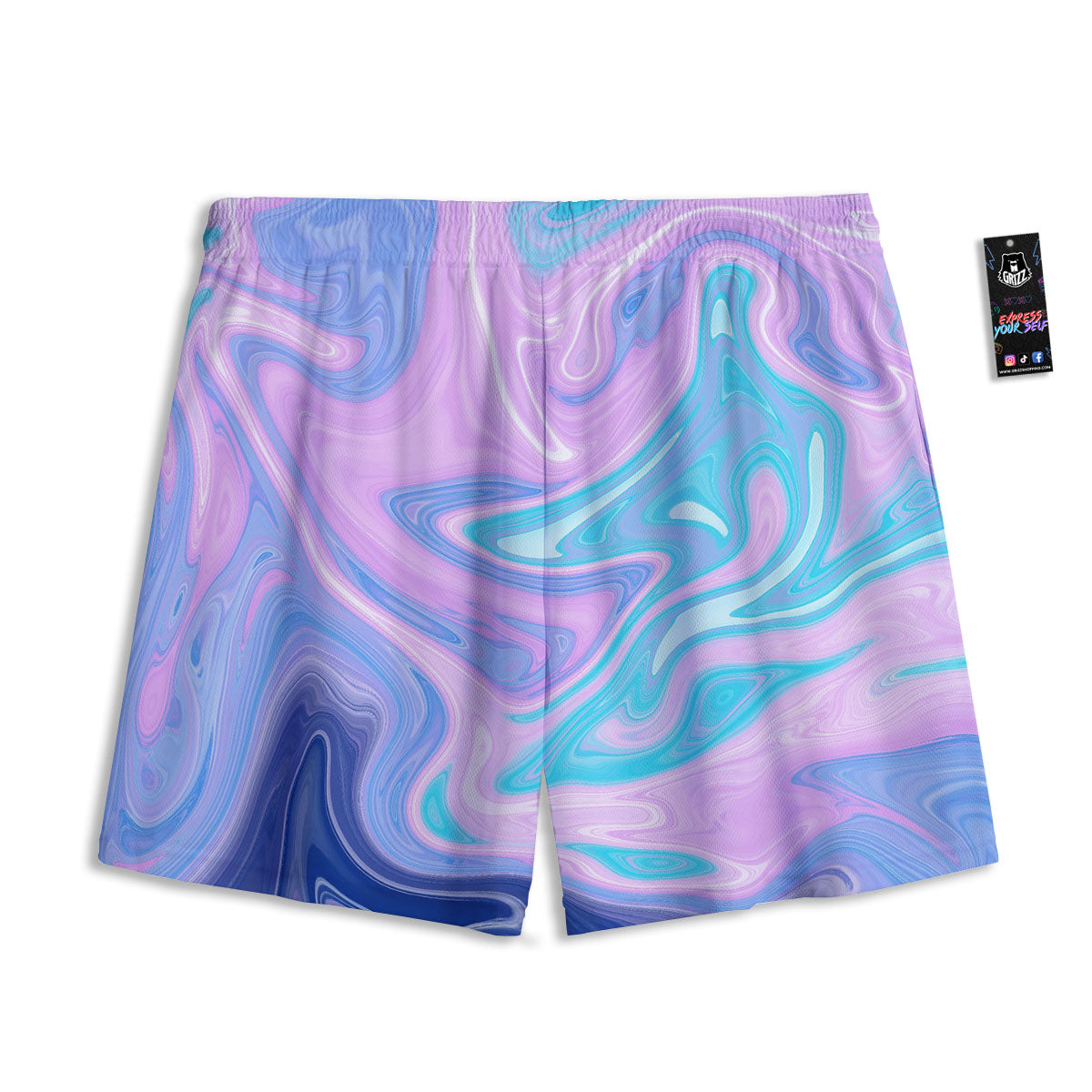 Acid Melt Blue And Pink Print Mesh Shorts
