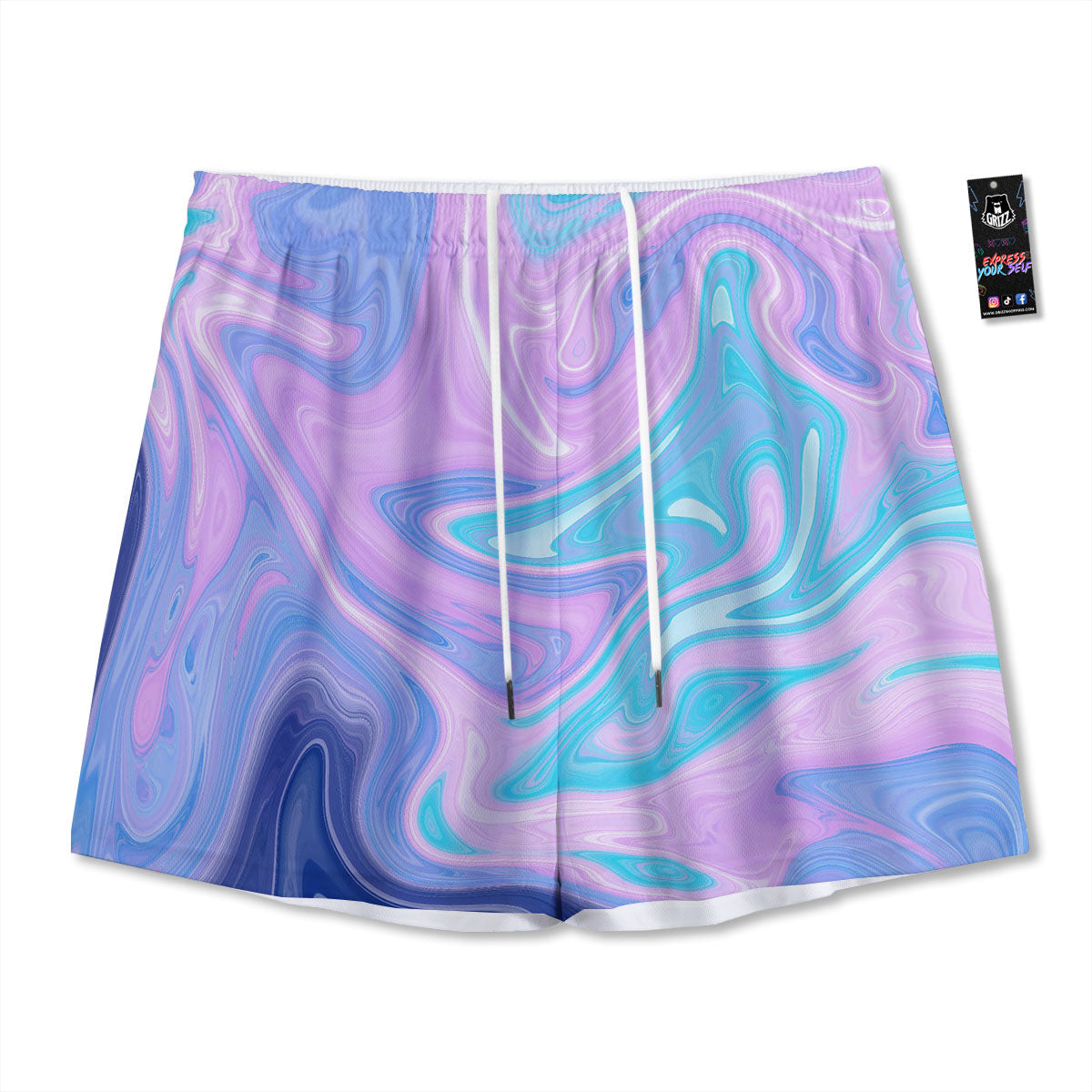 Acid Melt Blue And Pink Print Mesh Shorts