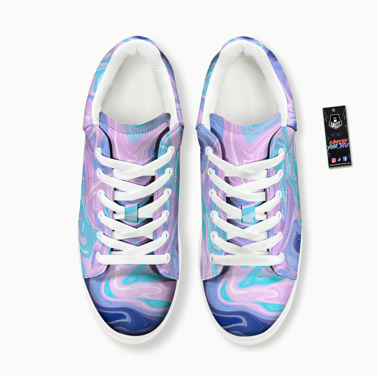 Acid Melt Blue And Pink Print Platform Shoes-grizzshop