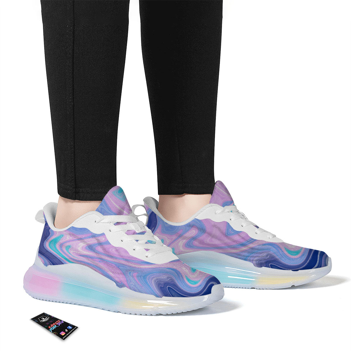 Acid Melt Blue And Pink Print Running Sneakers-grizzshop