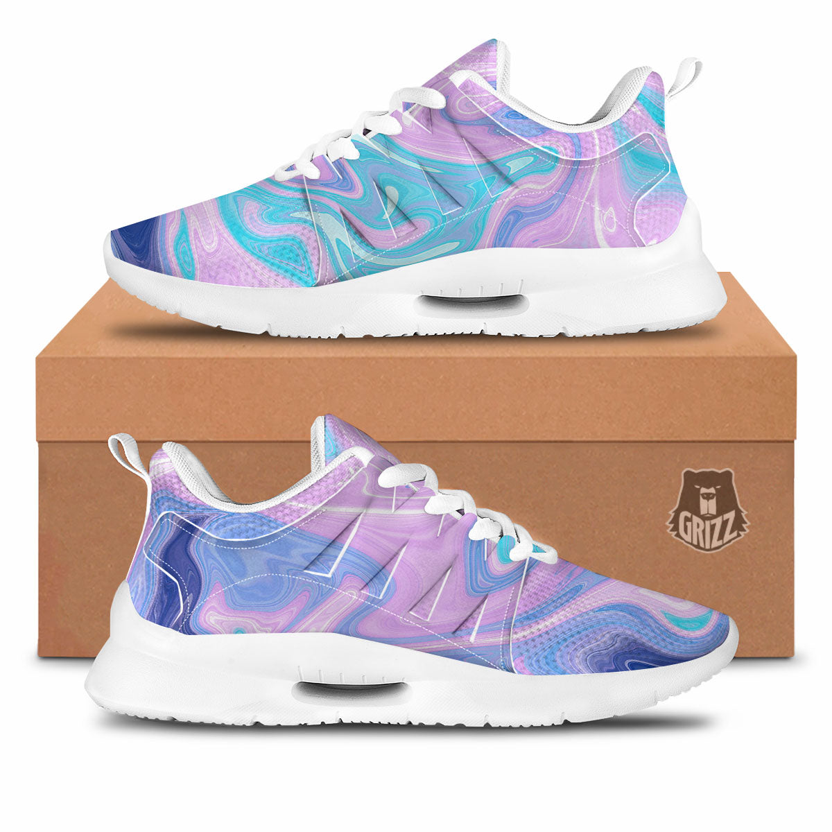 Acid Melt Blue And Pink Print Tennis Shoes-grizzshop