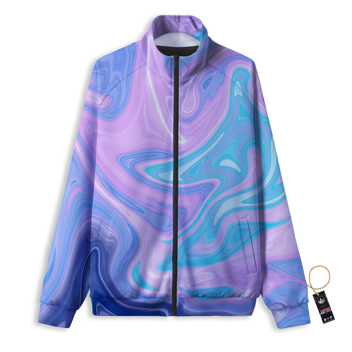 Acid Melt Blue And Pink Print Track Jacket-grizzshop