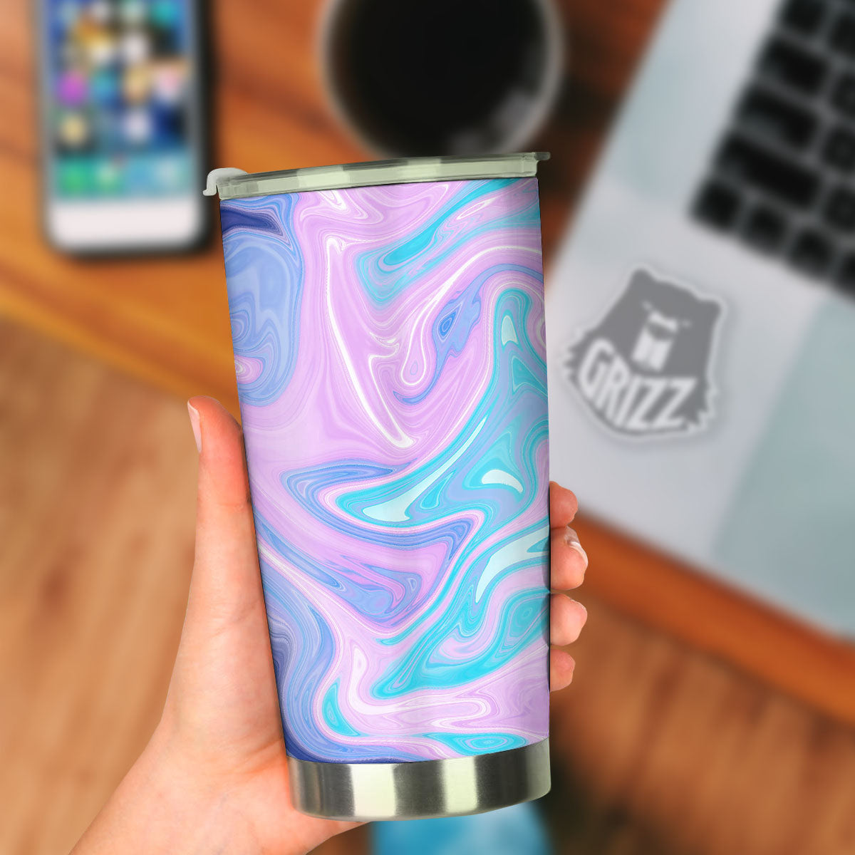 Acid Melt Blue And Pink Print Tumbler-grizzshop
