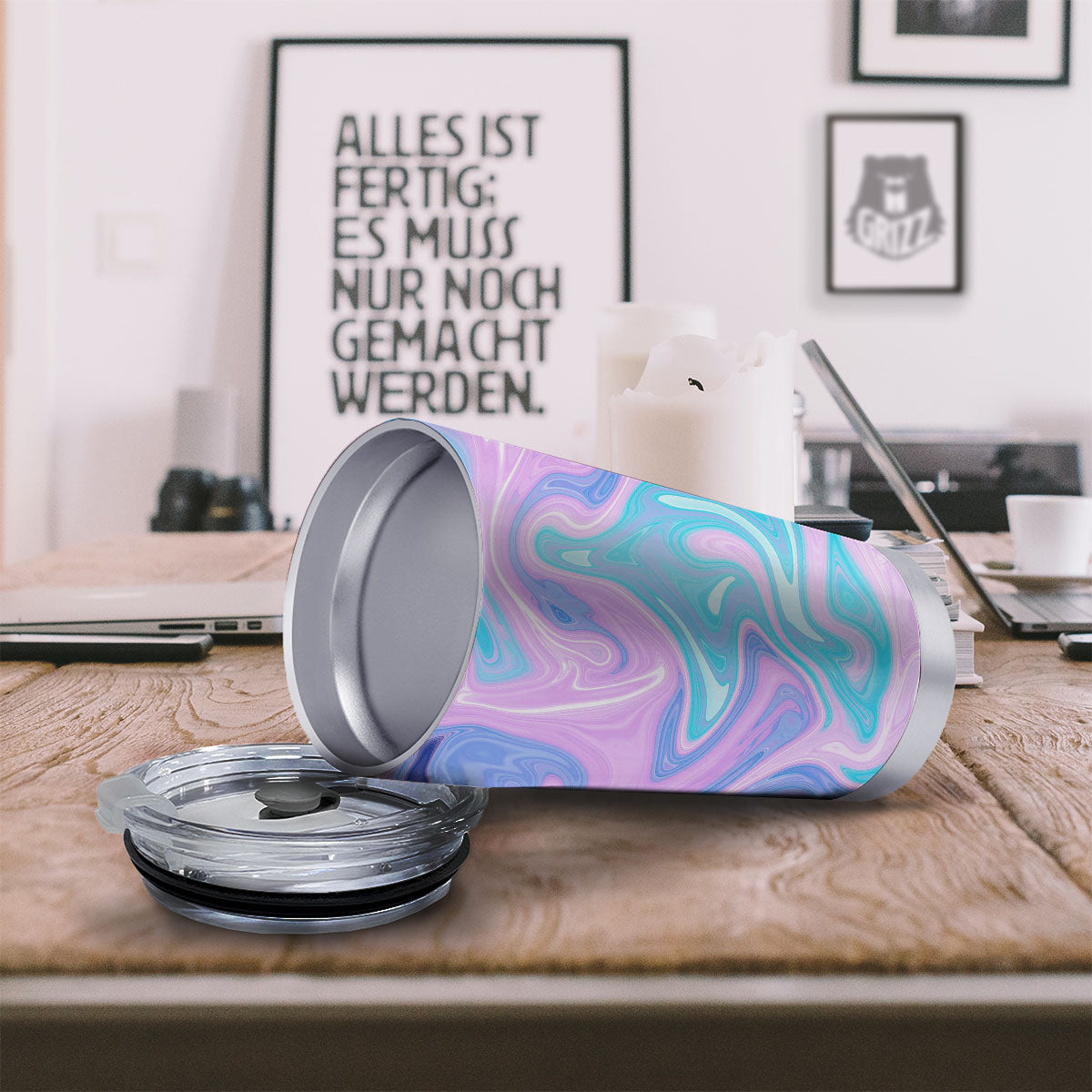 Acid Melt Blue And Pink Print Tumbler-grizzshop