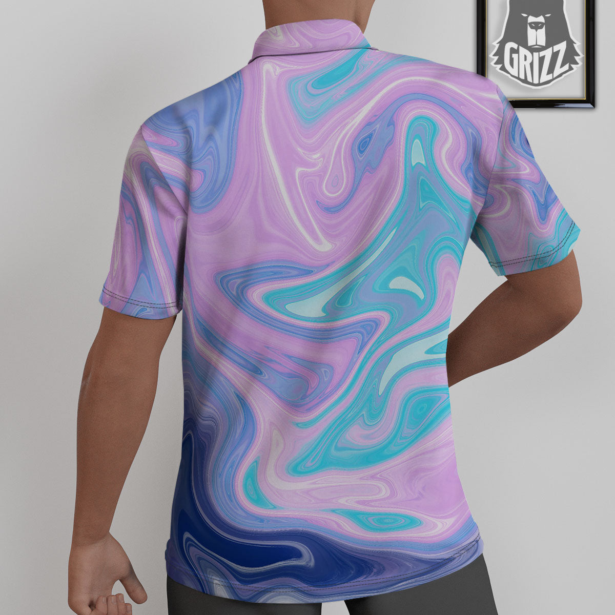 Acid Melt Blue And Pink Print Untucked Shirts-grizzshop