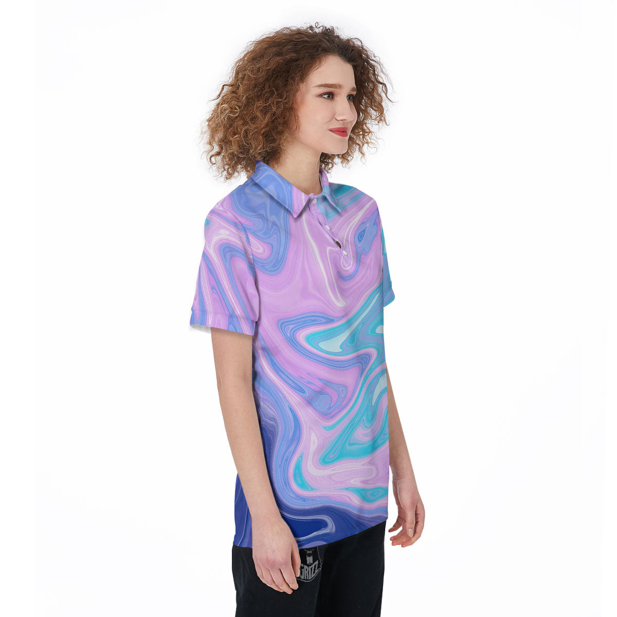 Acid Melt Blue And Pink Print Women's Golf Shirts-grizzshop