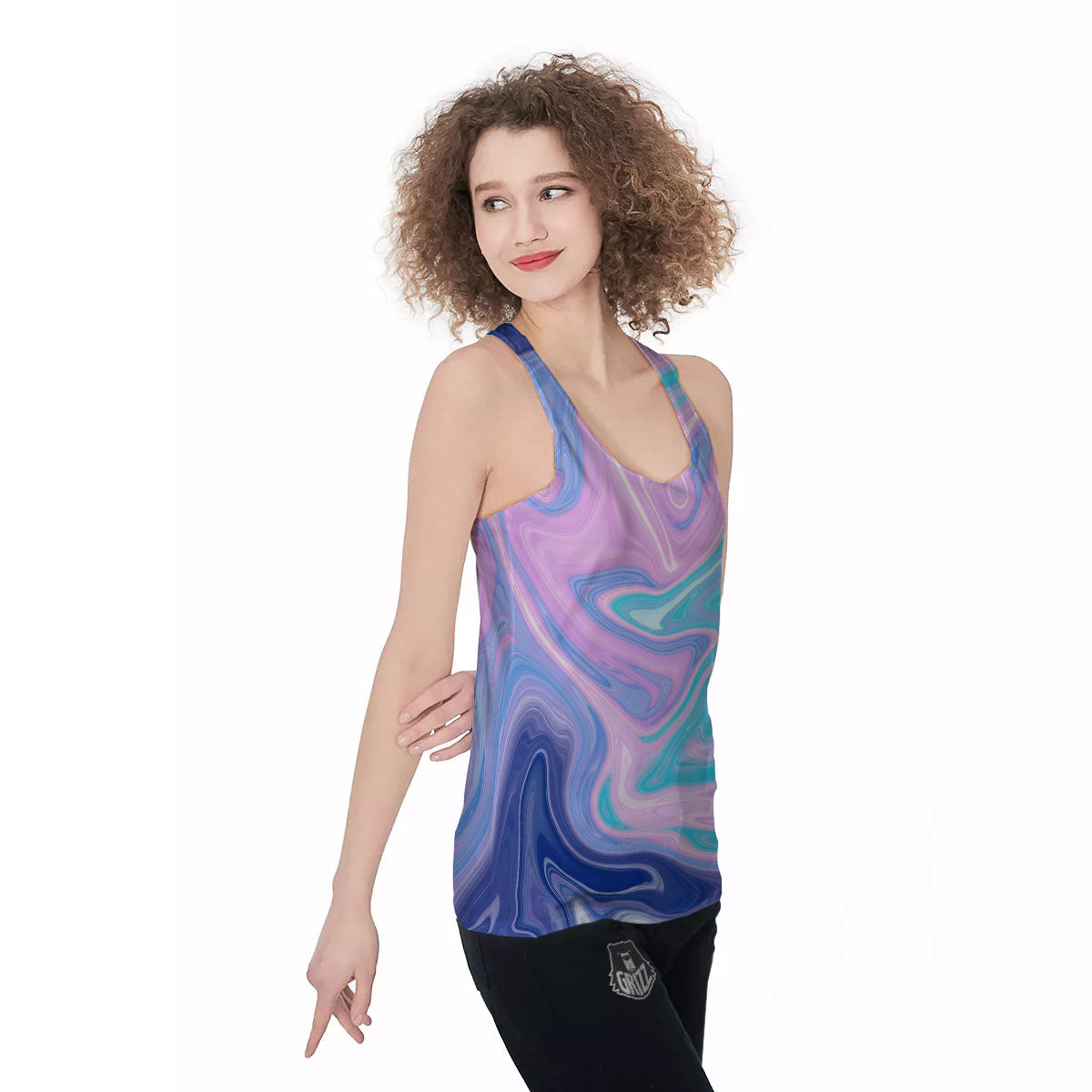 Acid Melt Blue And Pink Print Women's Racerback Tank Top-grizzshop
