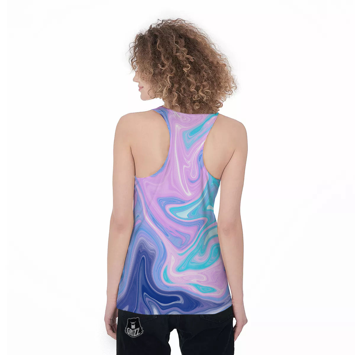 Acid Melt Blue And Pink Print Women's Racerback Tank Top-grizzshop