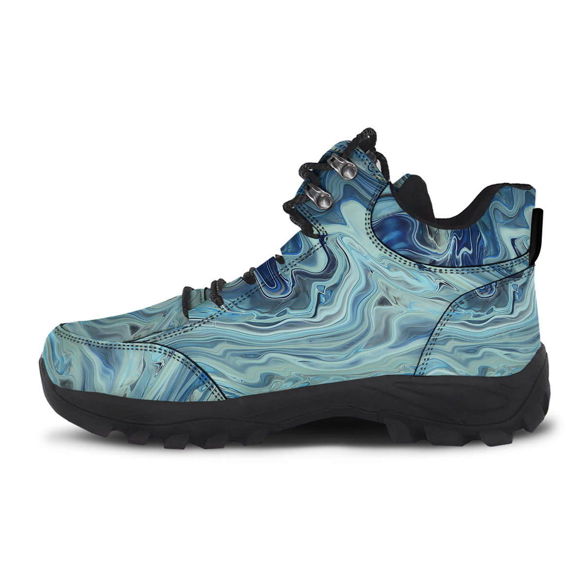 Acid Melt Blue Ocean Print Hiking Shoes-grizzshop