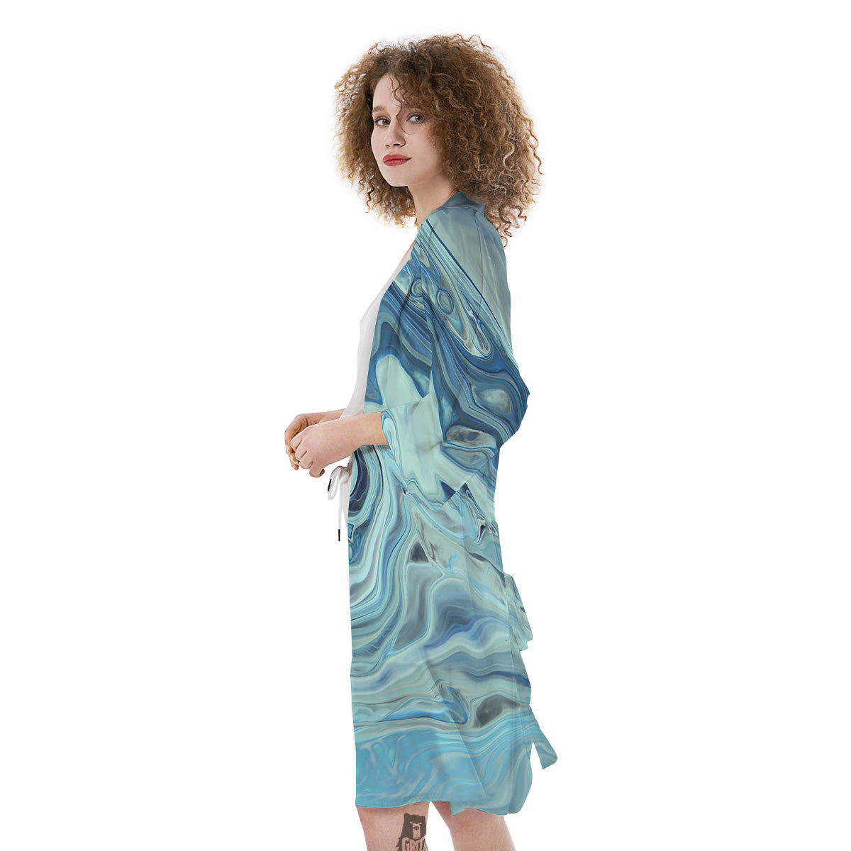 Acid Melt Blue Ocean Print Kimono-grizzshop