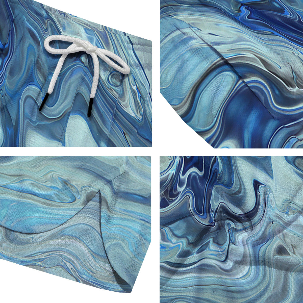 Acid Melt Blue Ocean Print Men's Running Shorts-grizzshop