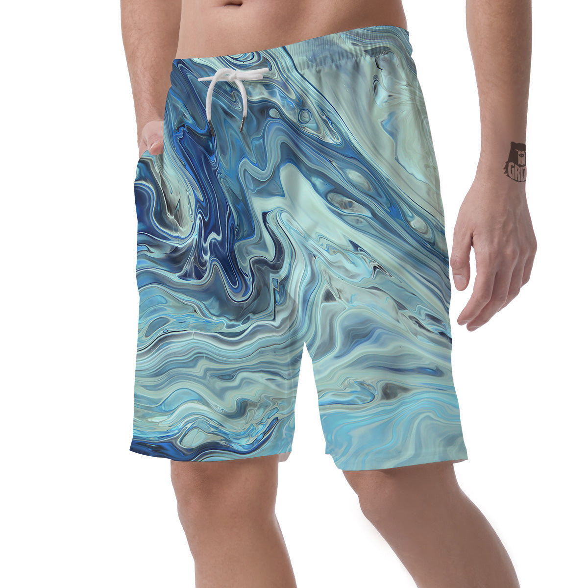 Acid Melt Blue Ocean Print Men's Shorts-grizzshop