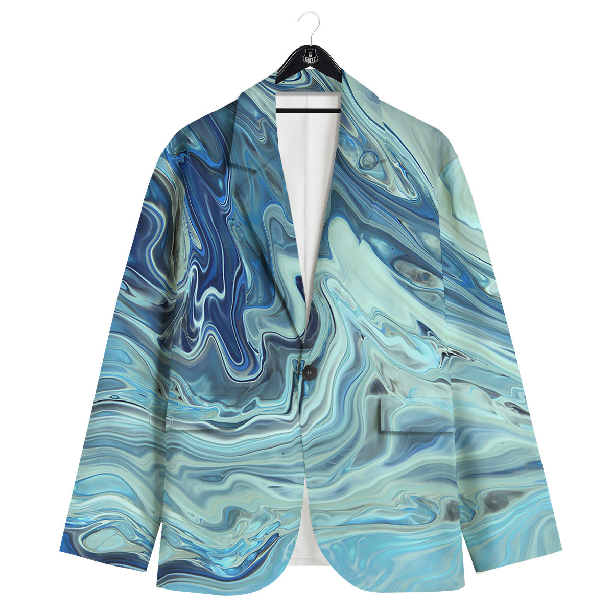Acid Melt Blue Ocean Print Men's Sport Coat-grizzshop