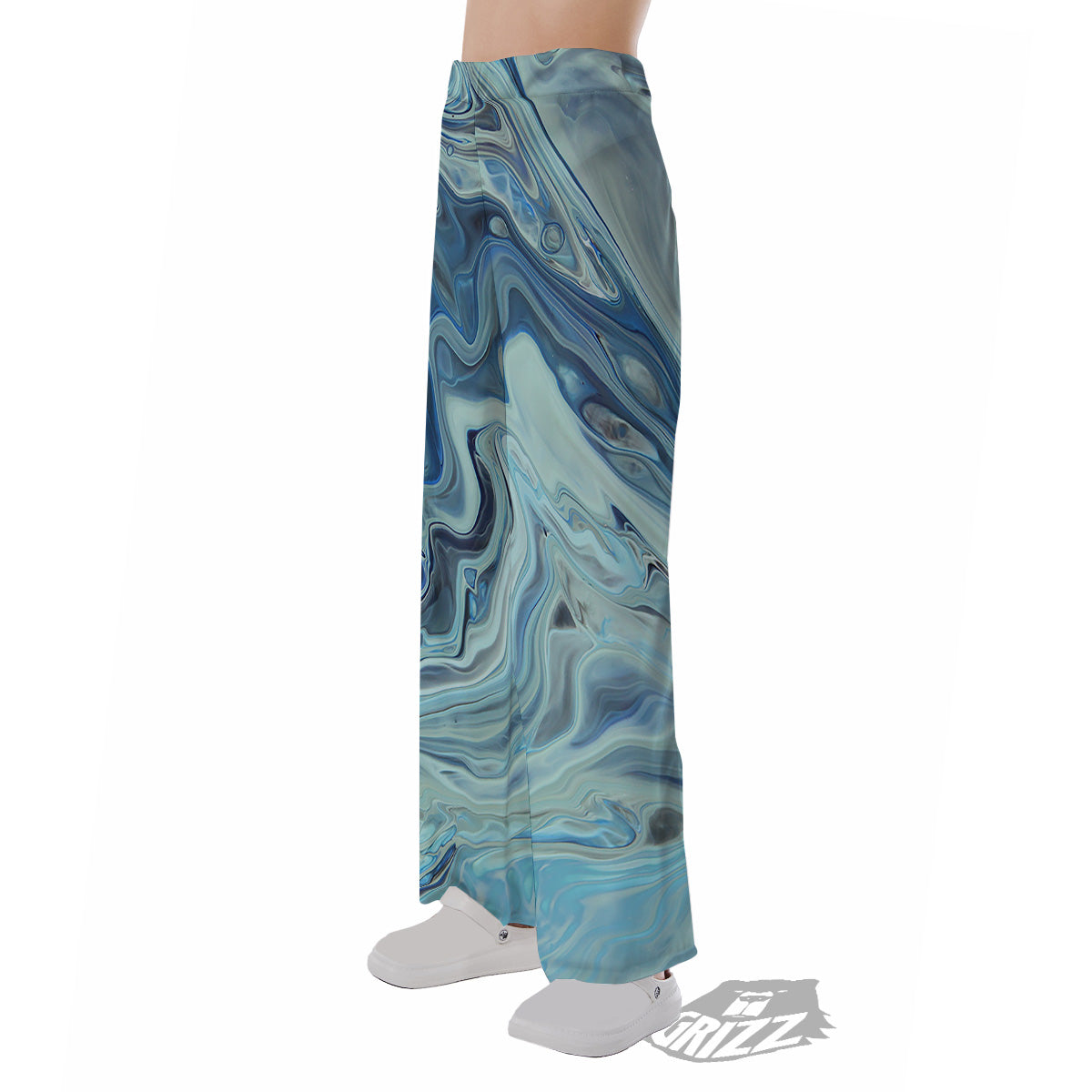 Acid Melt Blue Ocean Print Pajama Pants-grizzshop