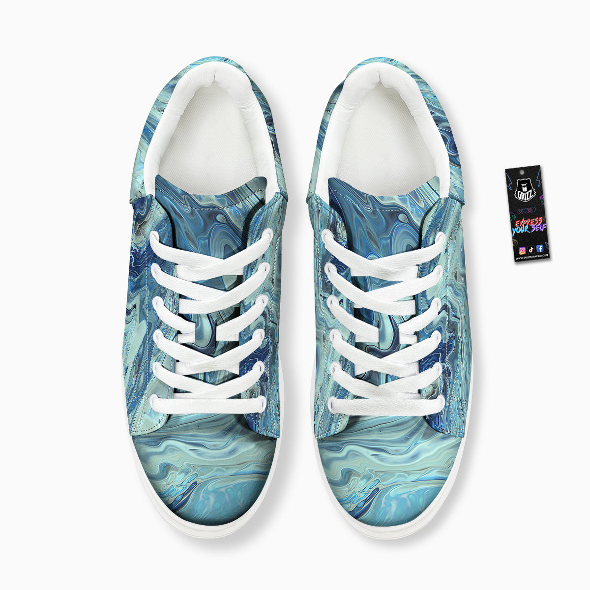 Acid Melt Blue Ocean Print Platform Shoes-grizzshop