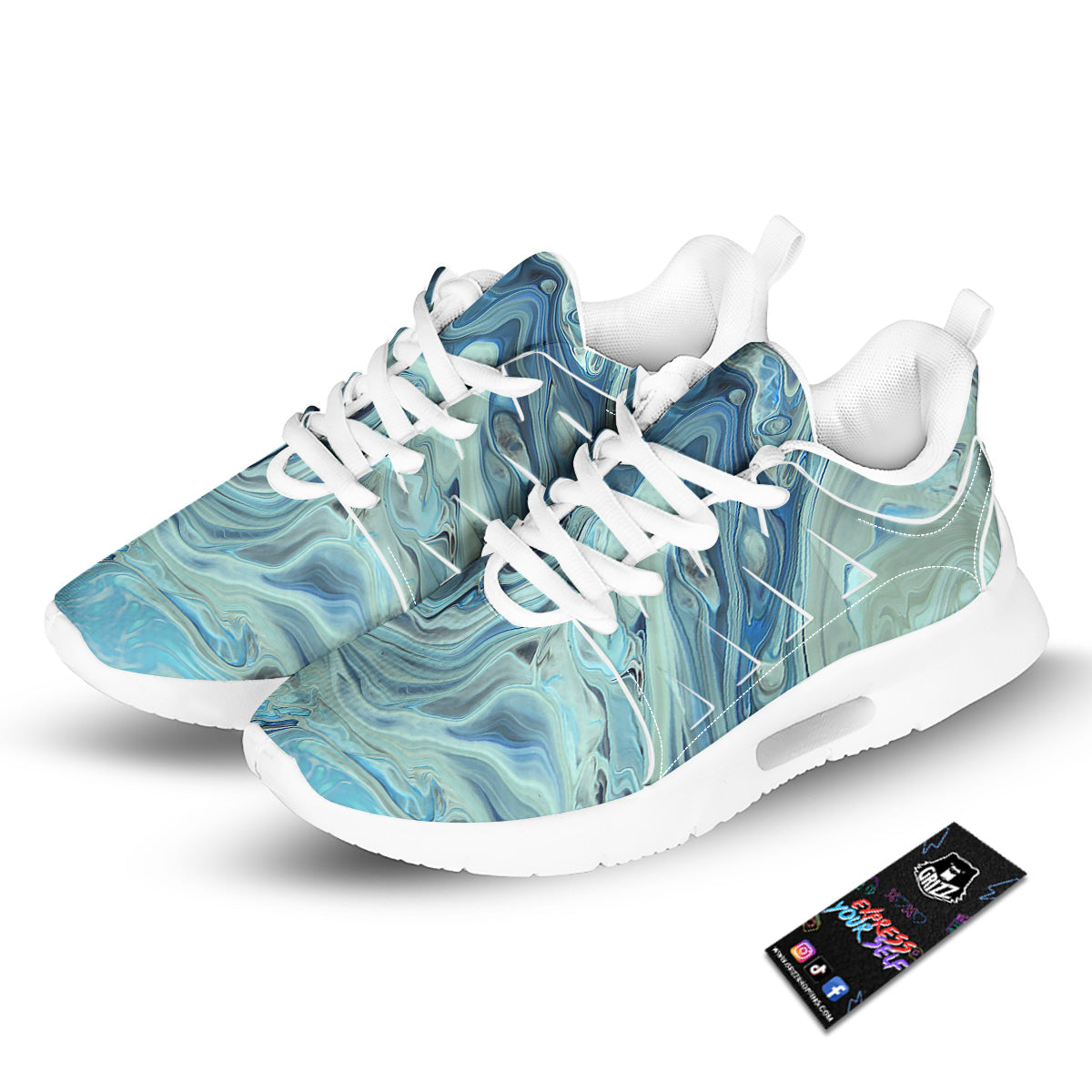 Acid Melt Blue Ocean Print Tennis Shoes-grizzshop