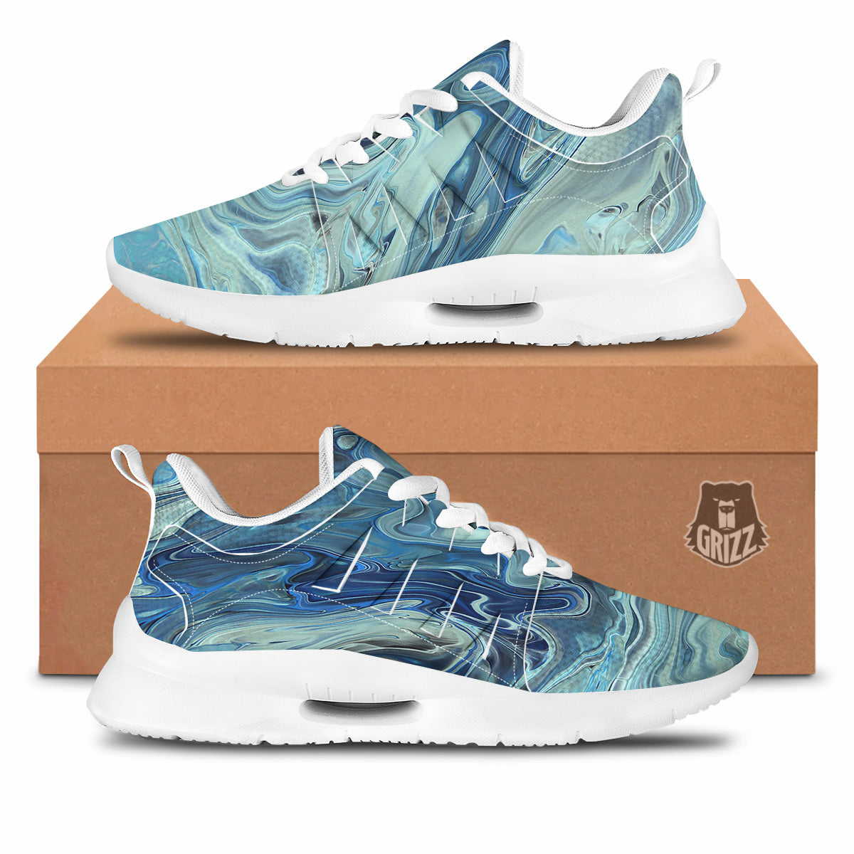 Acid Melt Blue Ocean Print Tennis Shoes-grizzshop