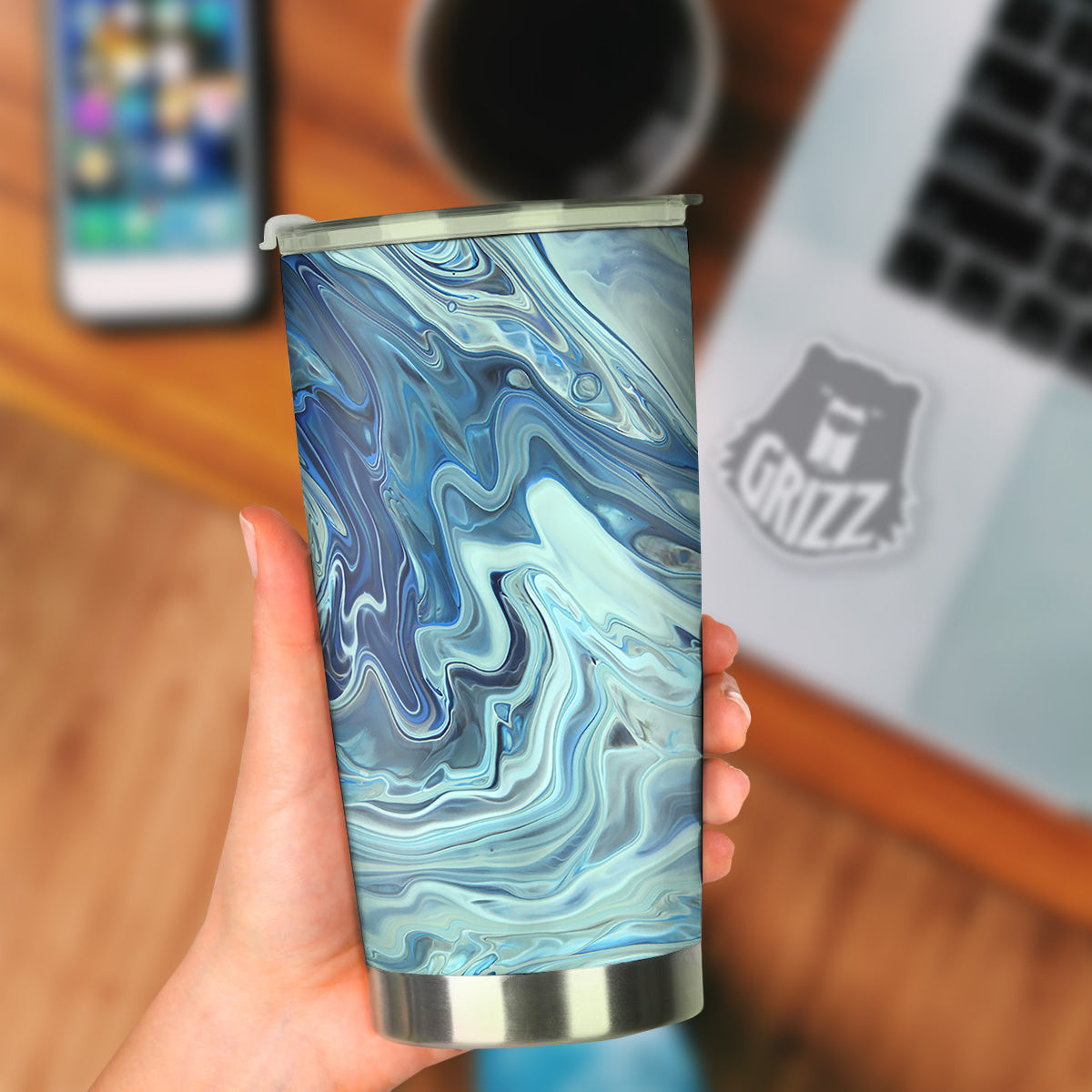 Acid Melt Blue Ocean Print Tumbler-grizzshop
