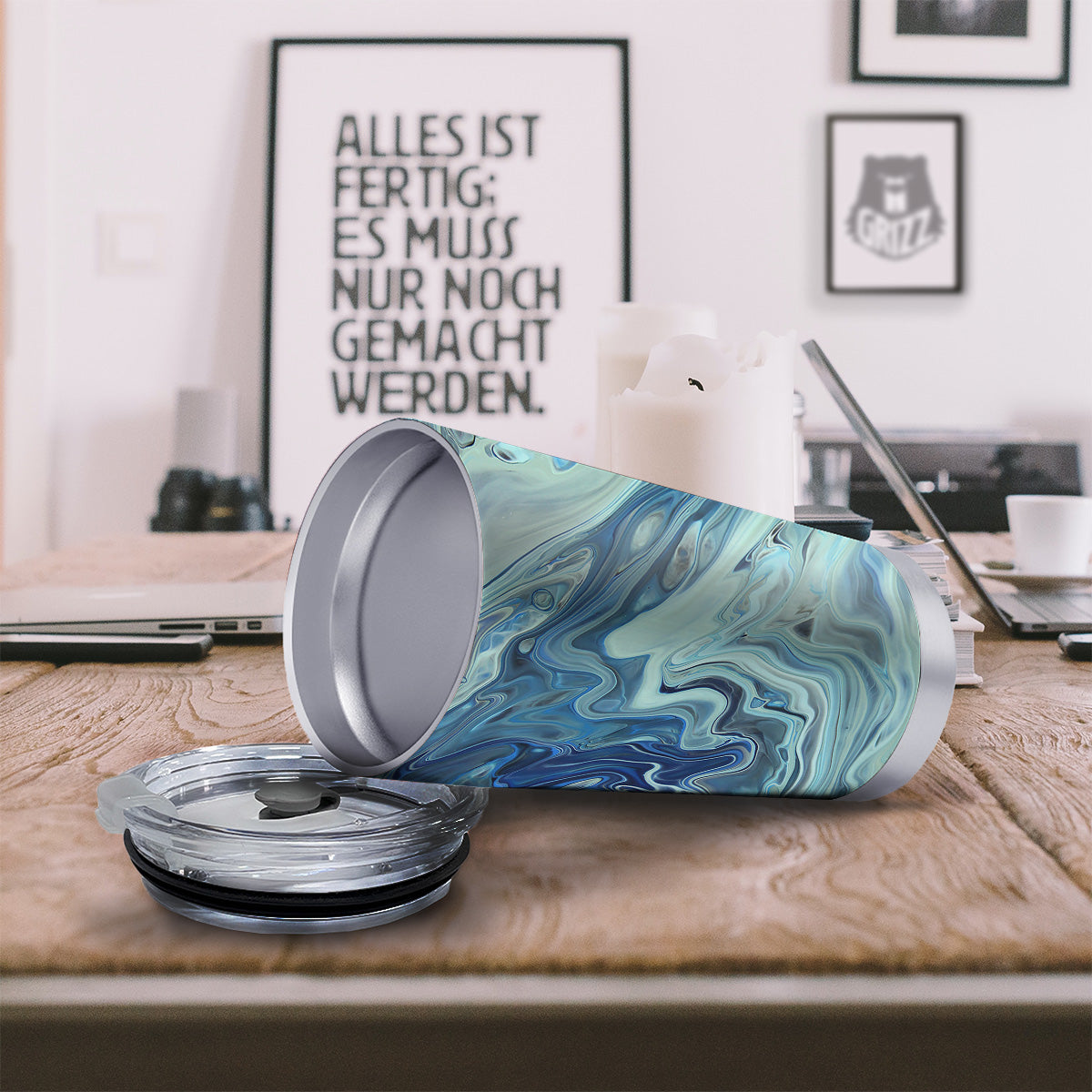 Acid Melt Blue Ocean Print Tumbler-grizzshop