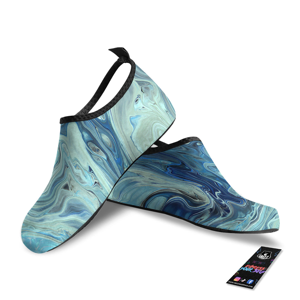 Acid Melt Blue Ocean Print Water Shoes-grizzshop