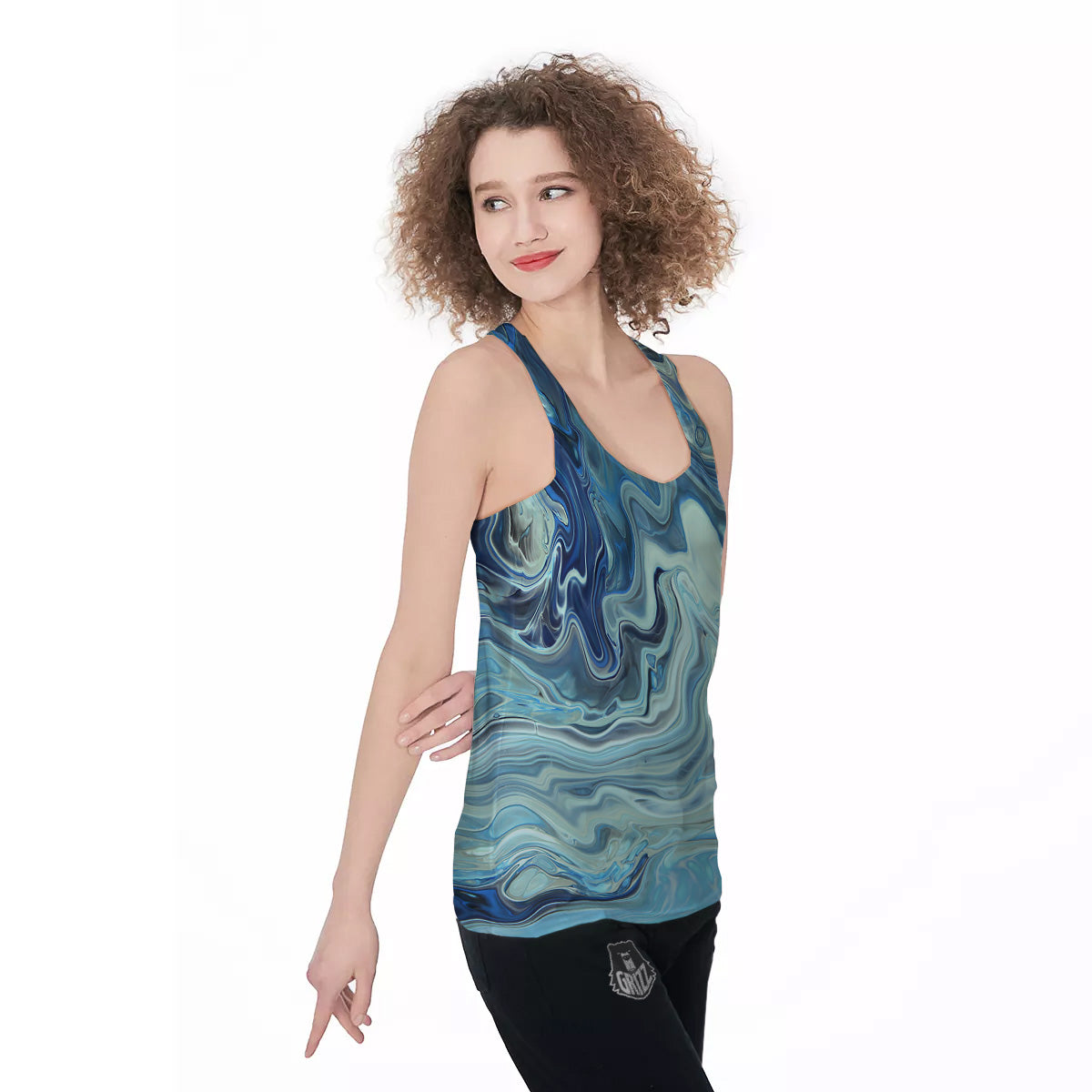 Acid Melt Blue Ocean Print Women's Racerback Tank Top-grizzshop