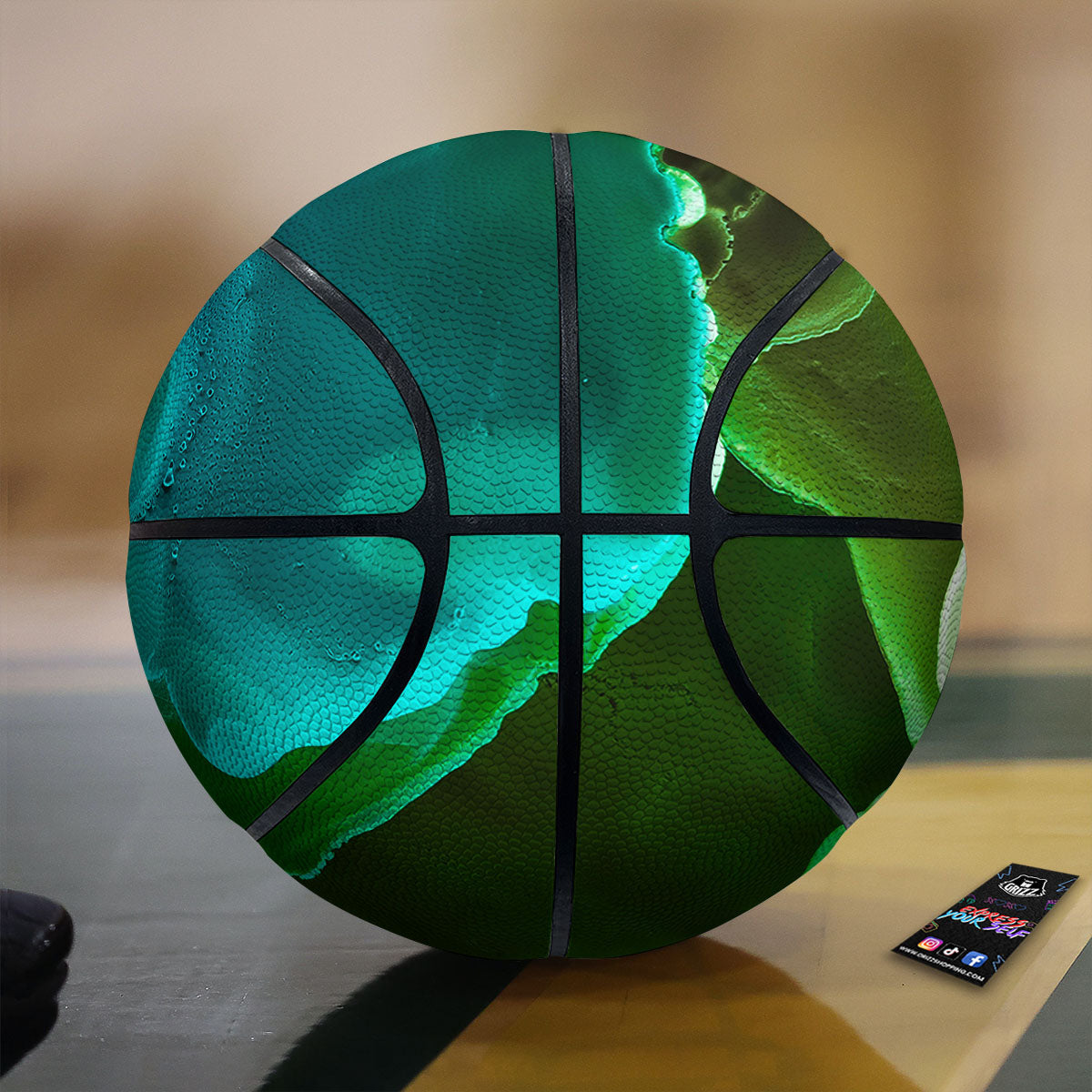 Acid Melt Green And Turquoise Print Basketball