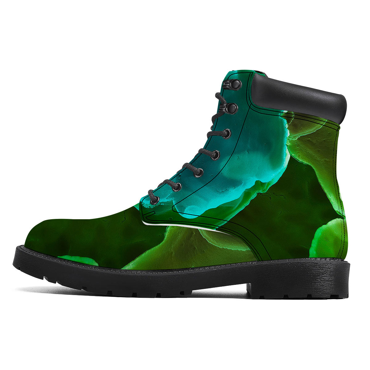 Acid Melt Green And Turquoise Print Boots-grizzshop