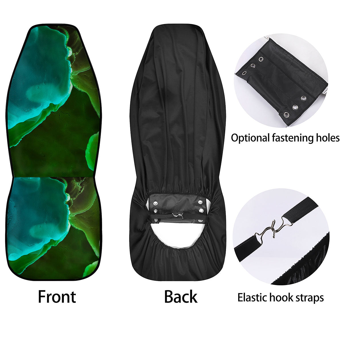 Acid Melt Green And Turquoise Print Car Seat Covers-grizzshop