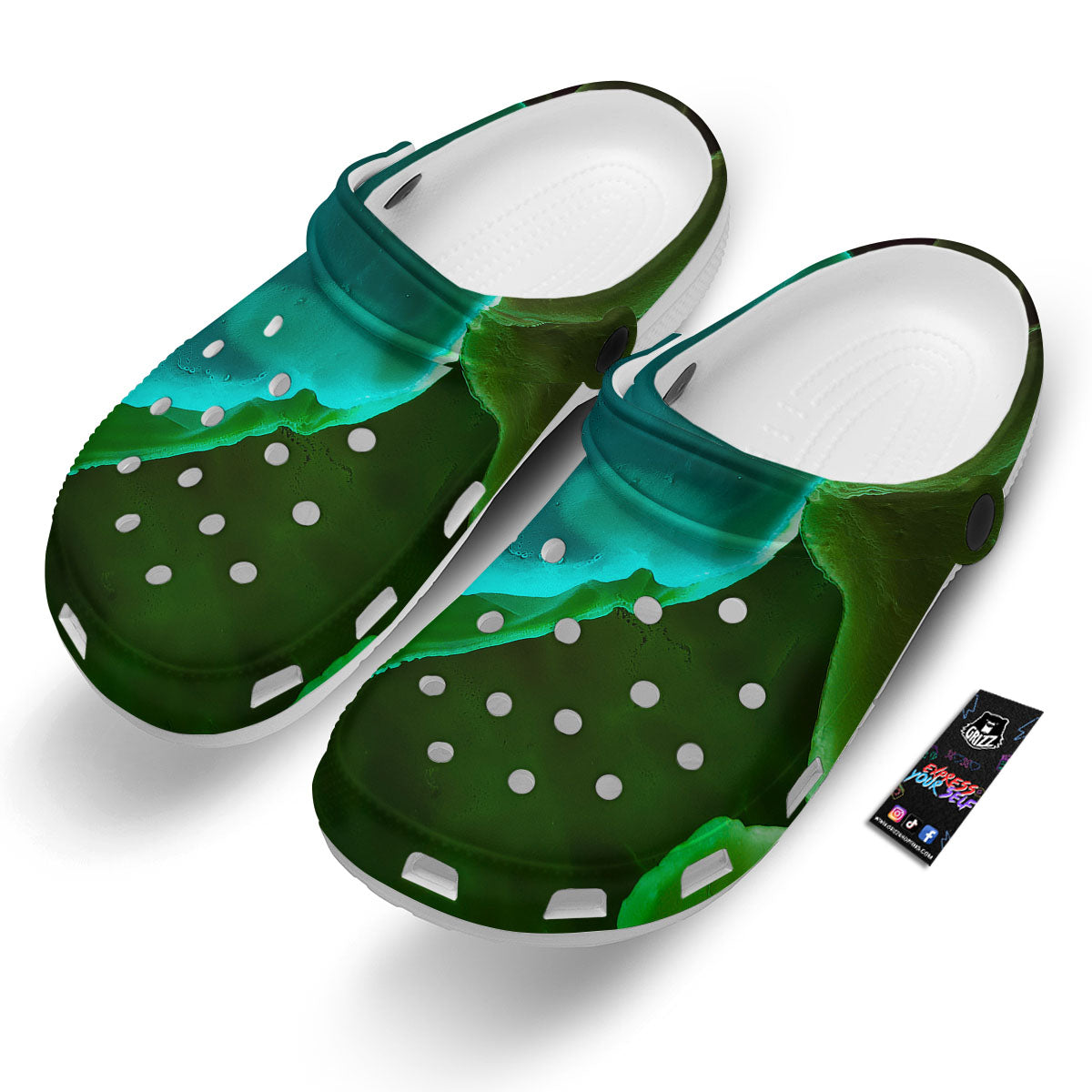 Acid Melt Green And Turquoise Print Clog-grizzshop