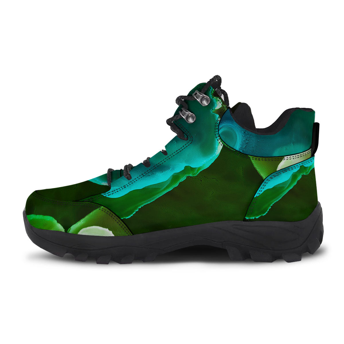 Acid Melt Green And Turquoise Print Hiking Shoes-grizzshop