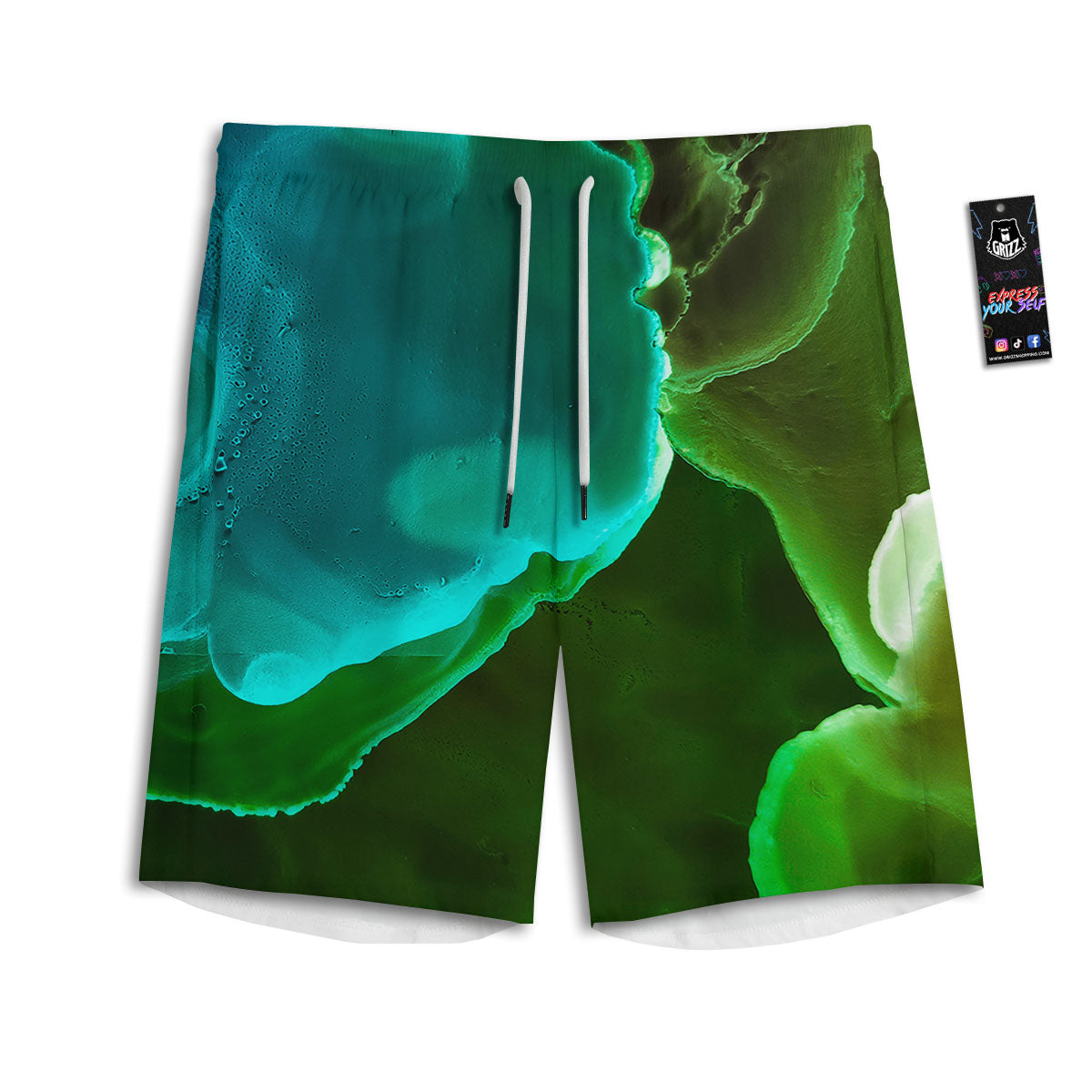 Acid Melt Green And Turquoise Print Men's Athletic Shorts