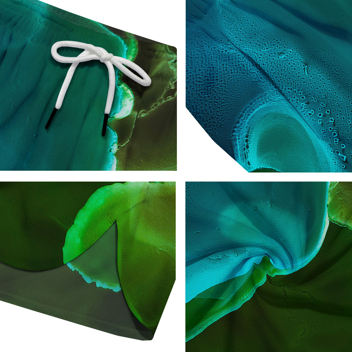 Acid Melt Green And Turquoise Print Men's Running Shorts-grizzshop
