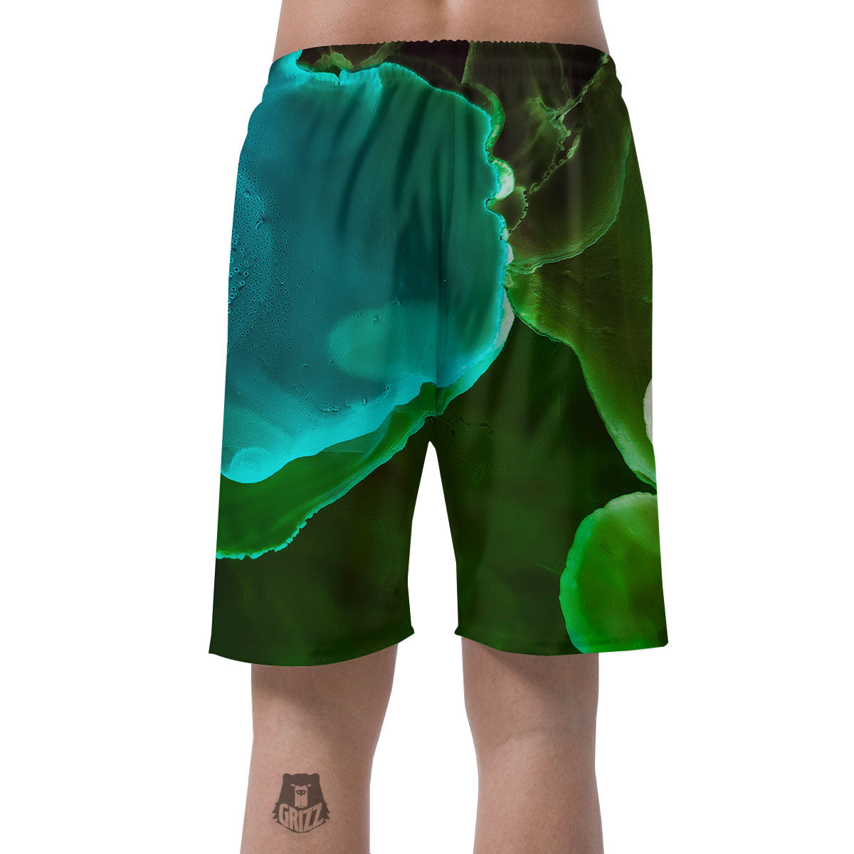 Acid Melt Green And Turquoise Print Men's Shorts-grizzshop