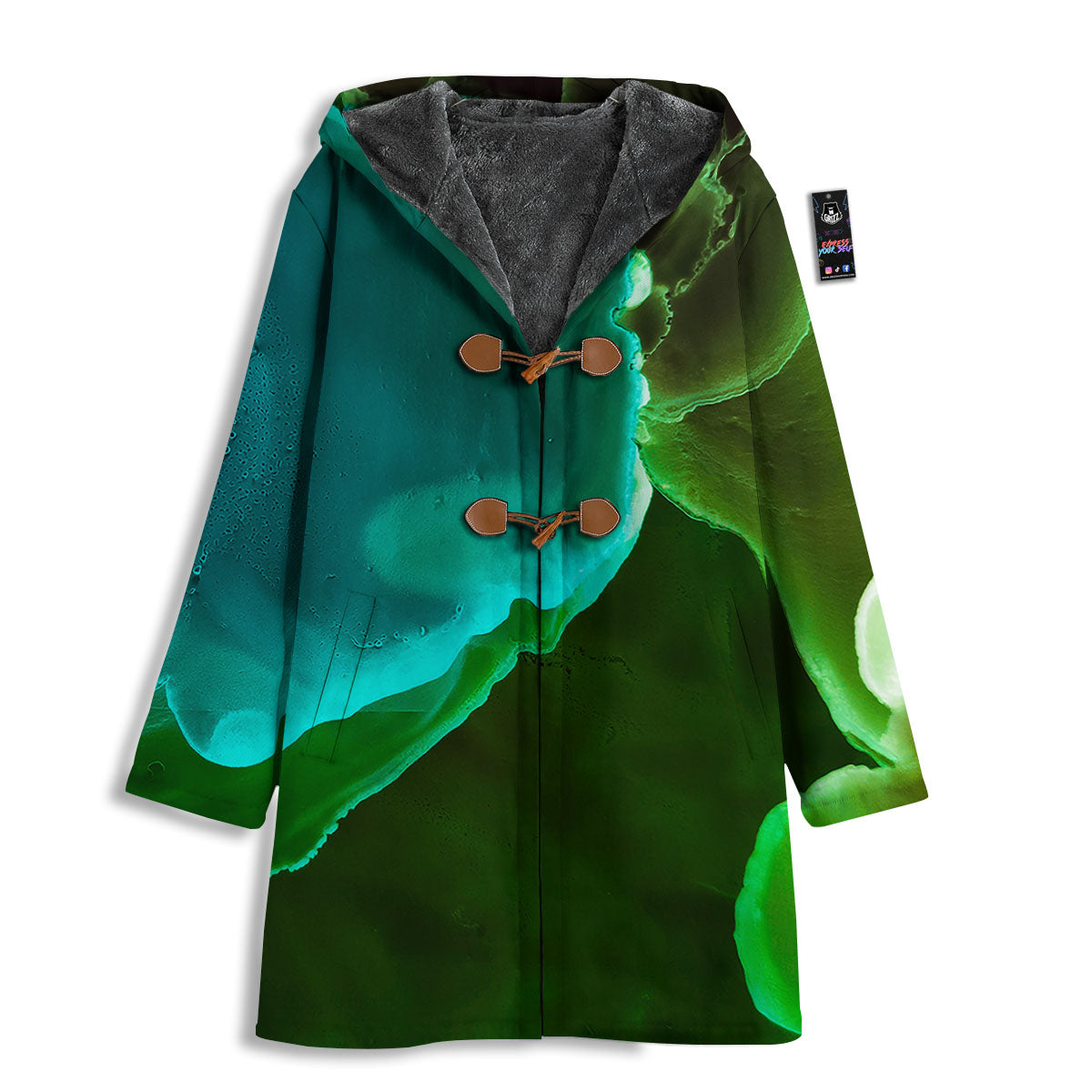 Acid Melt Green And Turquoise Print Men's Windbreaker Jacket-grizzshop