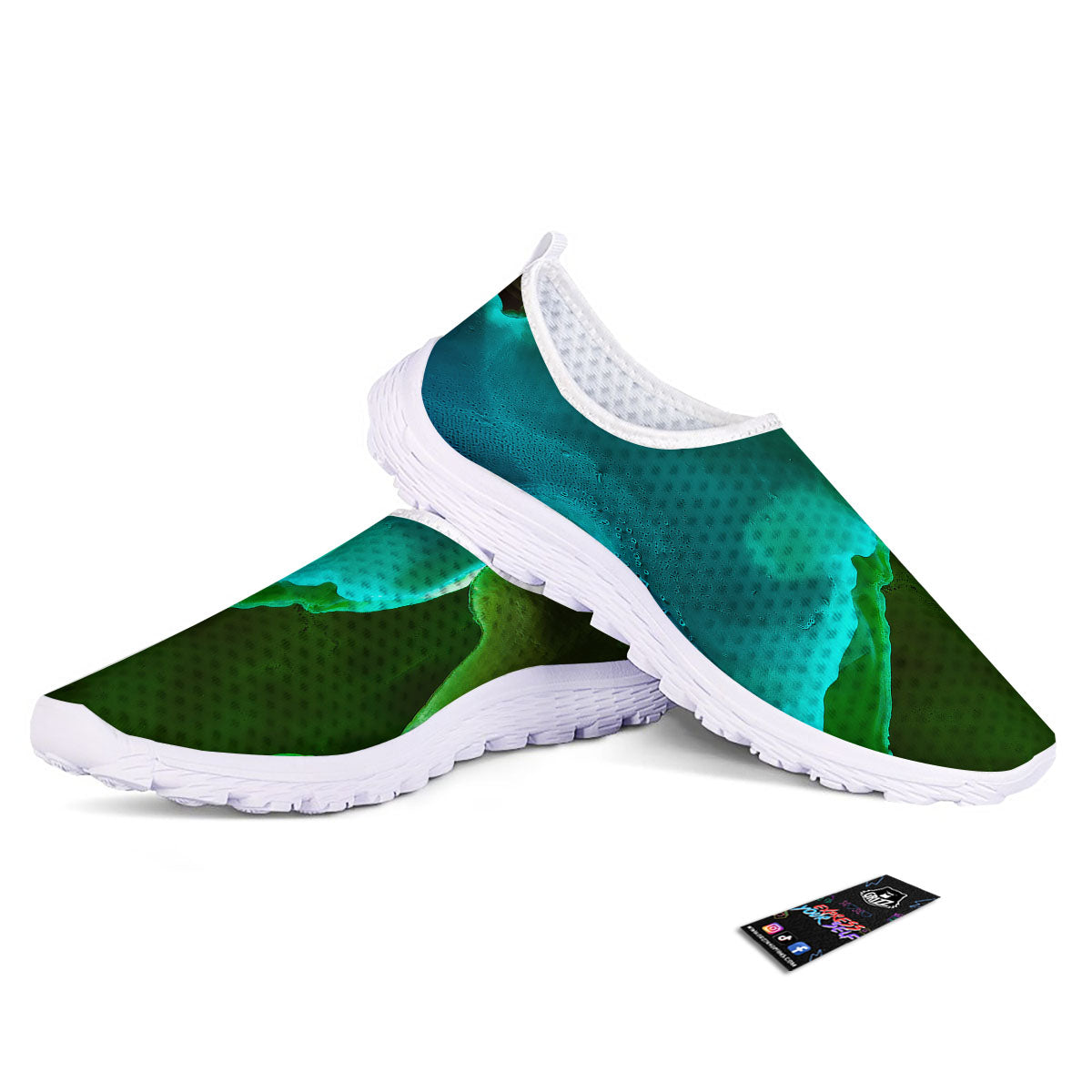 Acid Melt Green And Turquoise Print Nurse Shoes-grizzshop