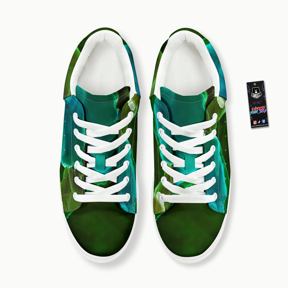 Acid Melt Green And Turquoise Print Platform Shoes-grizzshop