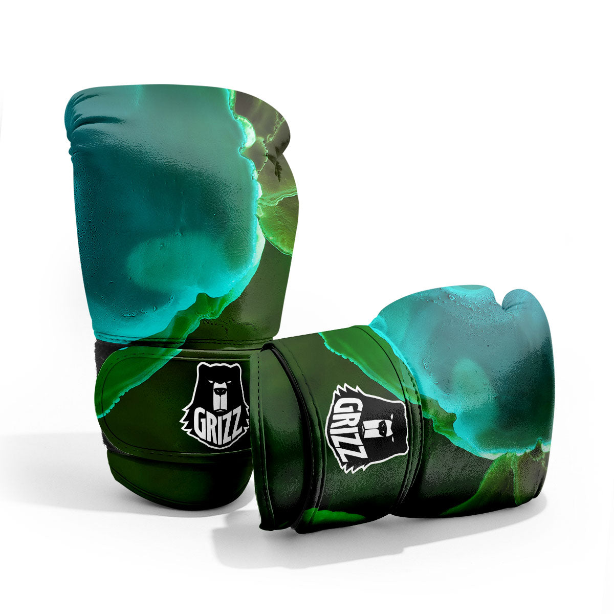 Acid Melt Green And Turquoise Print Pro Boxing Glove