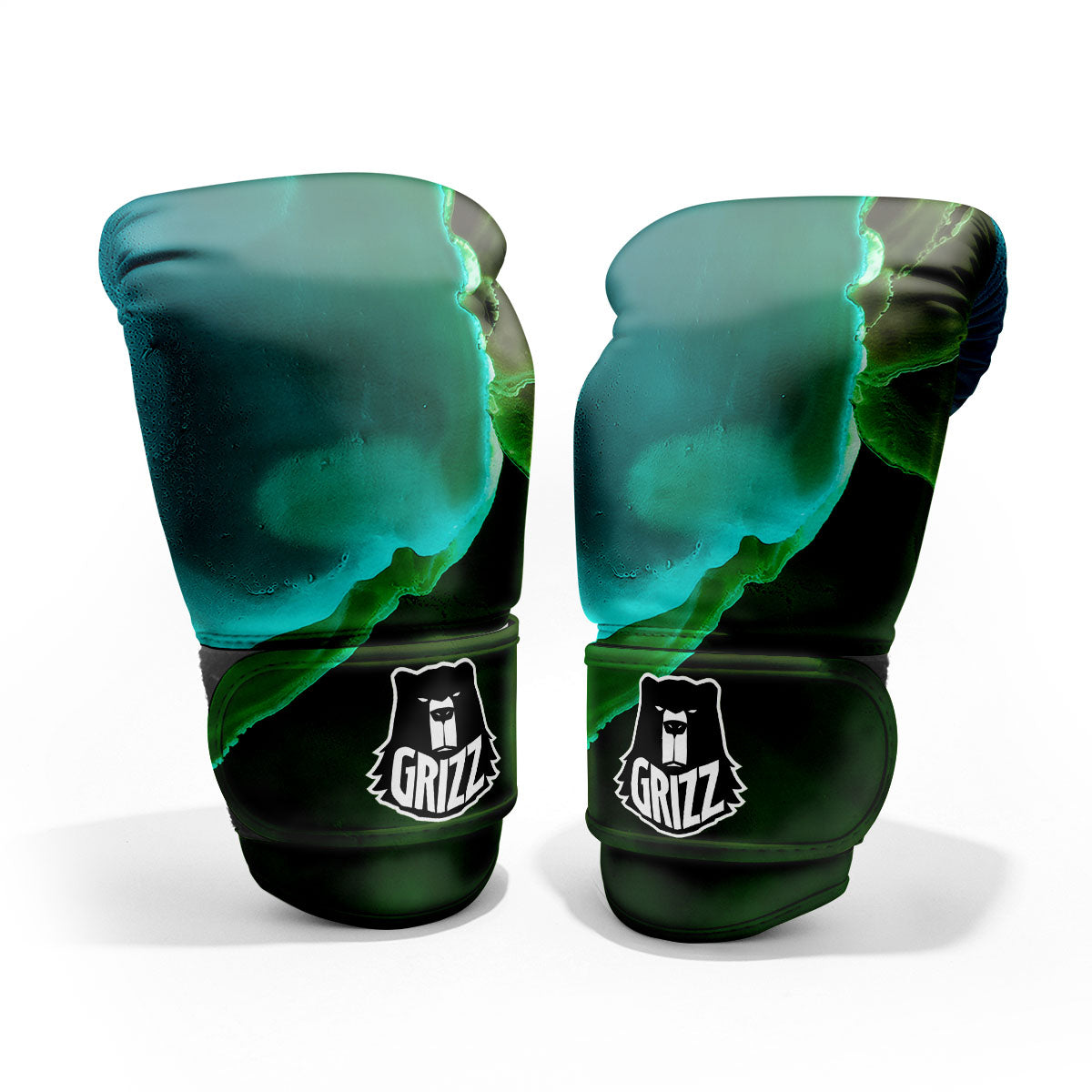 Acid Melt Green And Turquoise Print Pro Boxing Glove