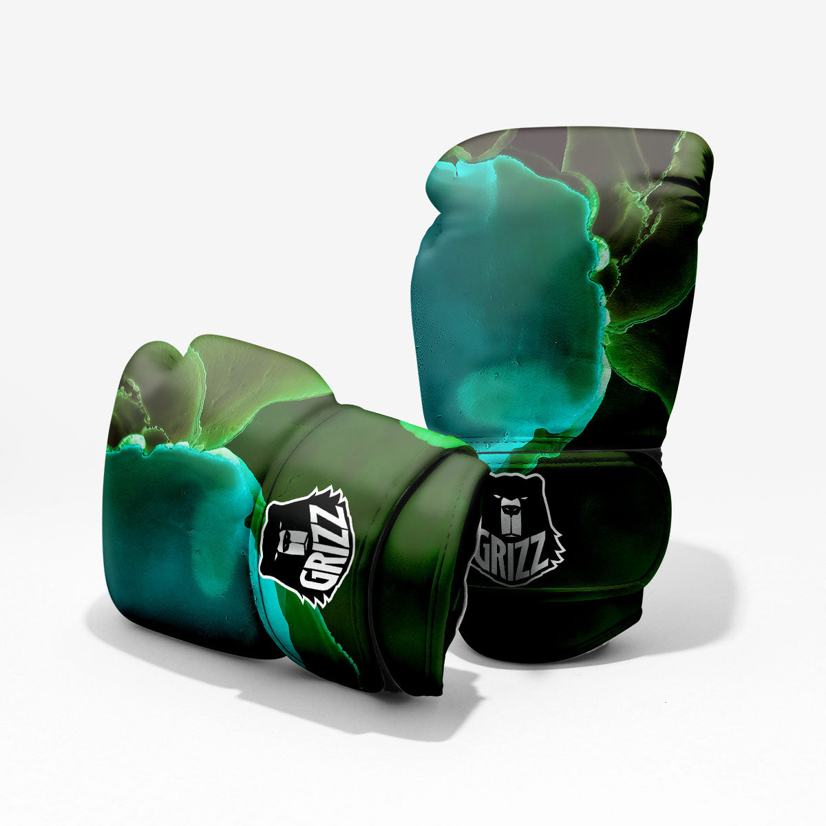 Acid Melt Green And Turquoise Print Pro Boxing Glove
