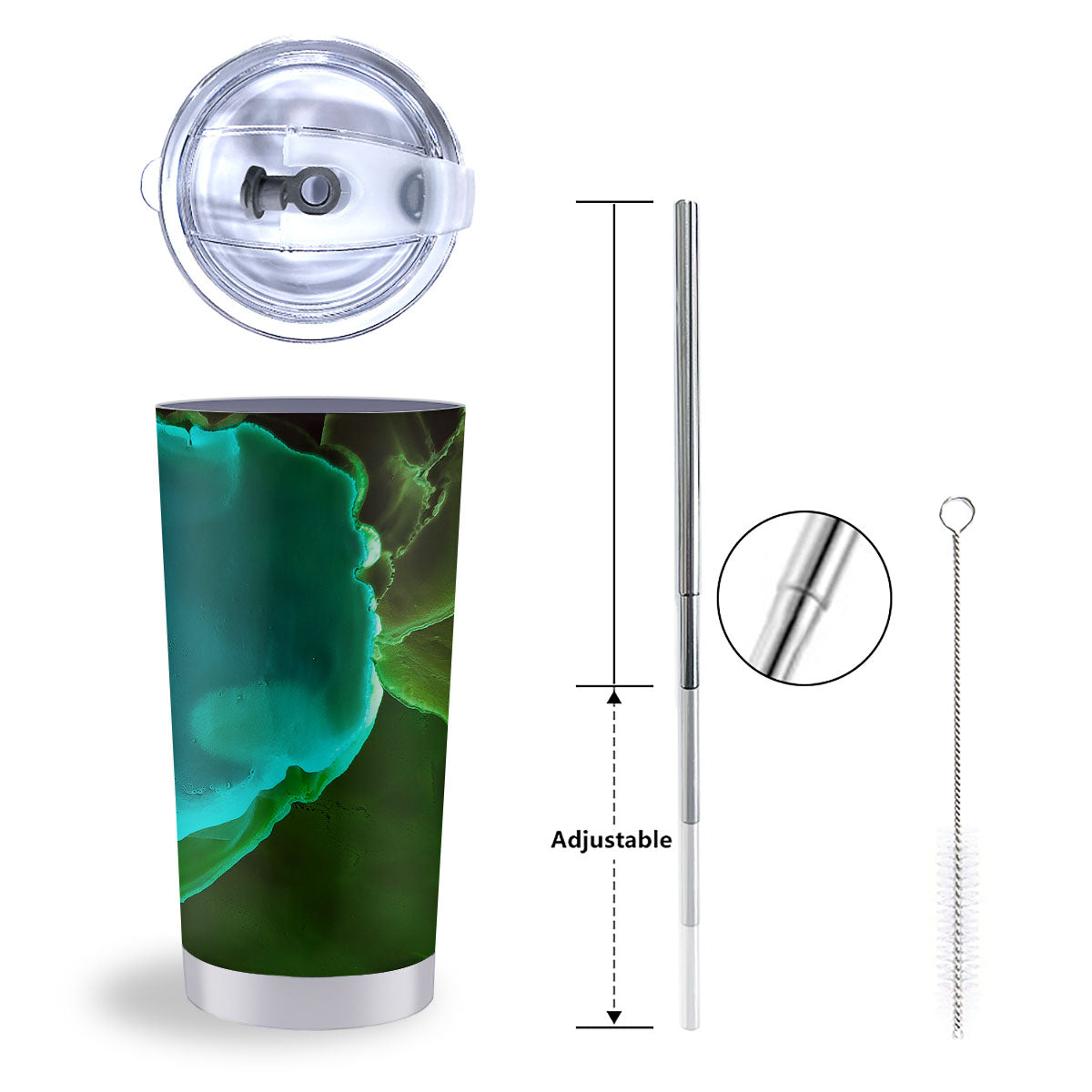 Acid Melt Green And Turquoise Print Tumbler-grizzshop