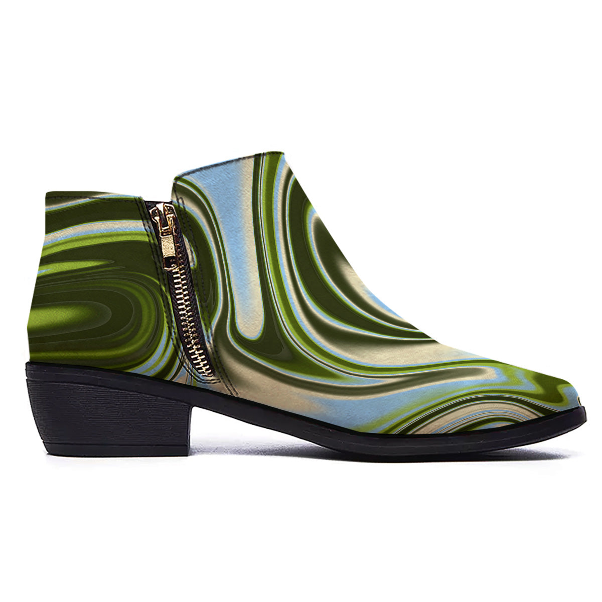 Acid Melt Green Print Ankle Boots-grizzshop