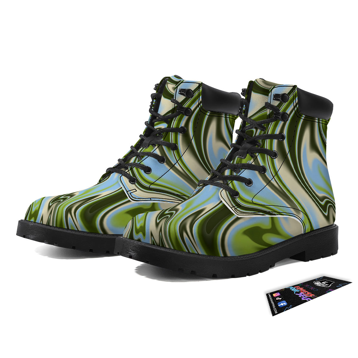 Acid Melt Green Print Boots-grizzshop