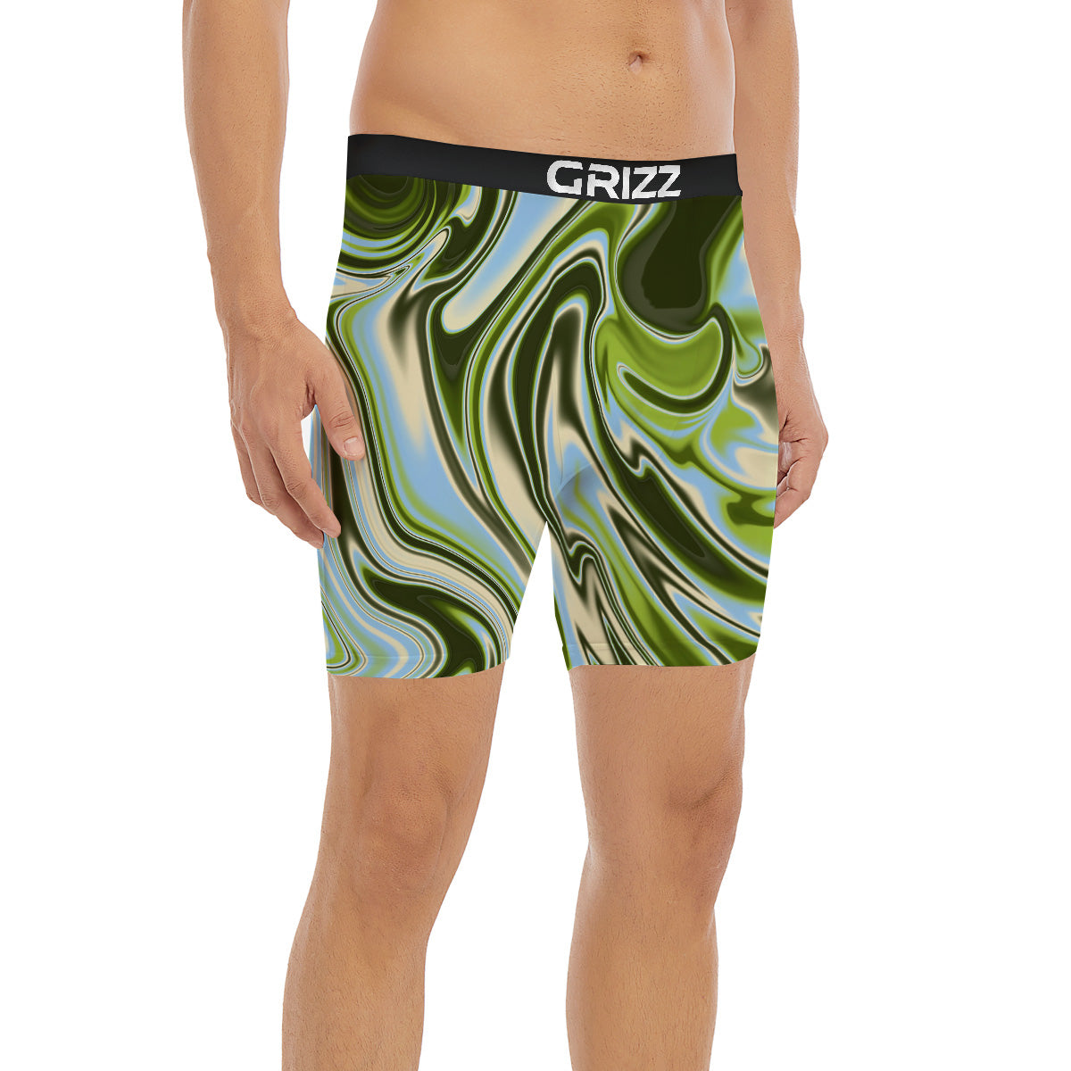 Acid Melt Green Print Boxer Briefs-grizzshop