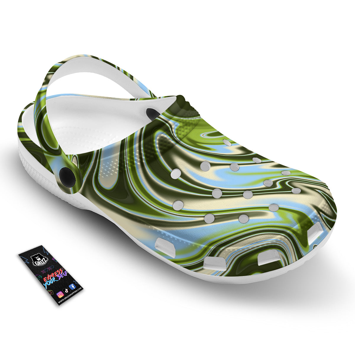 Acid Melt Green Print Clog-grizzshop