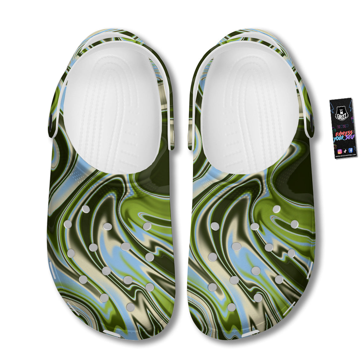 Acid Melt Green Print Clog-grizzshop