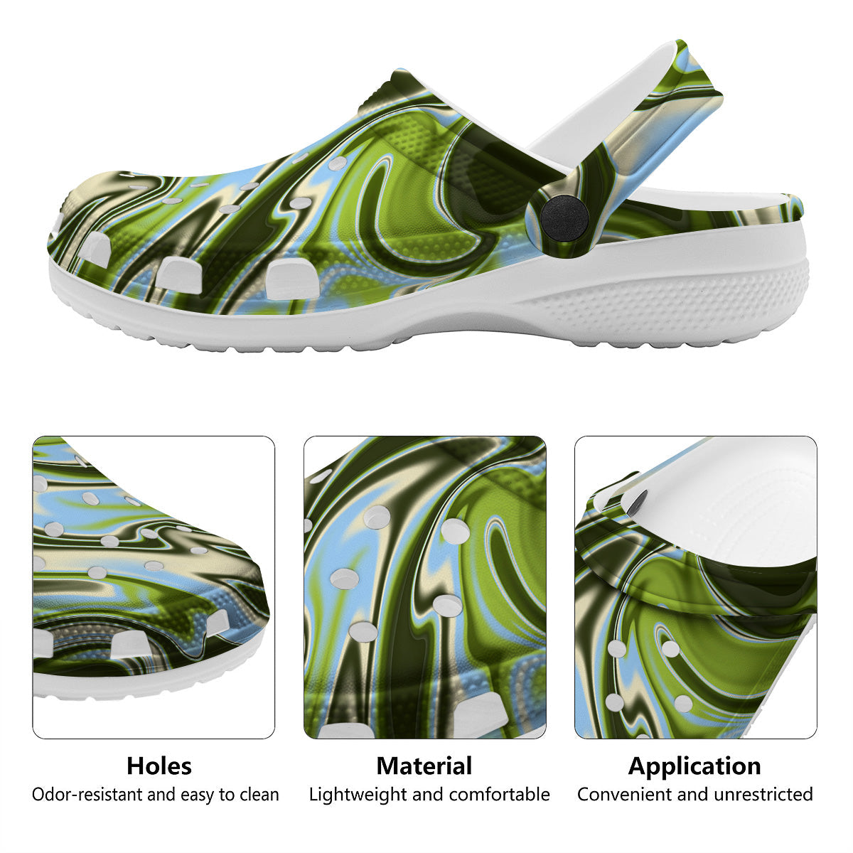Acid Melt Green Print Clog-grizzshop