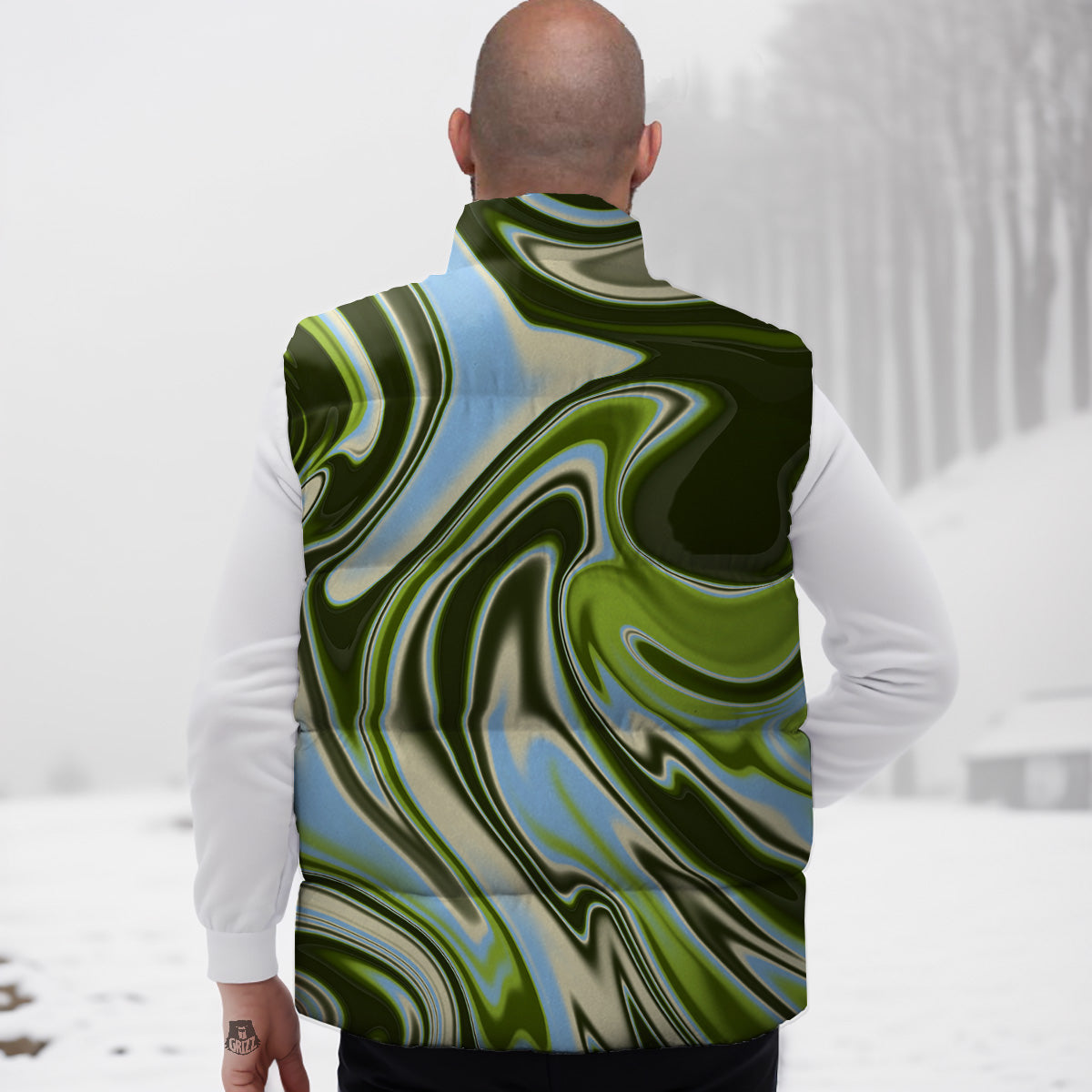 Acid Melt Green Print Down Vest