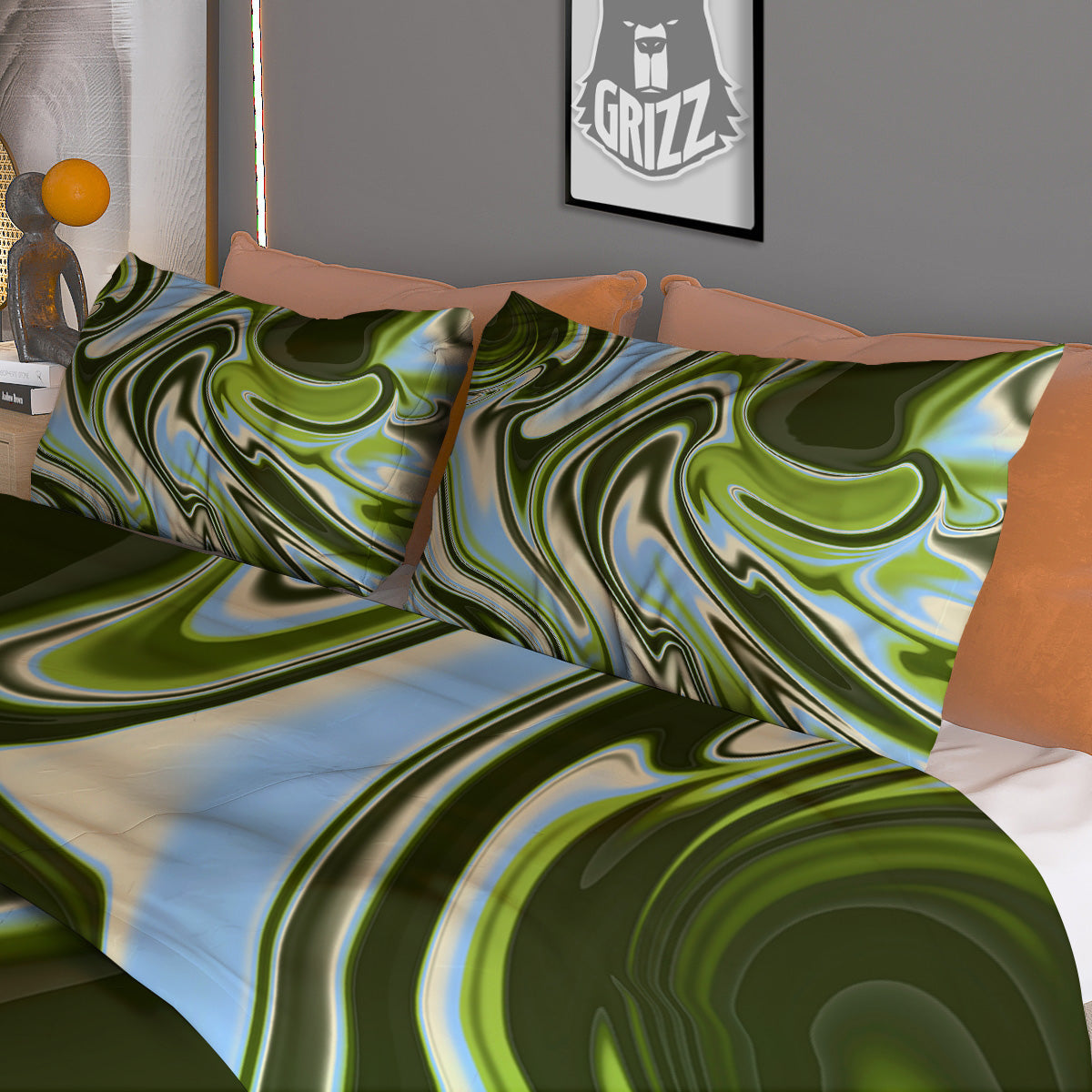 African Ethnic Green Print Duvet Cover Bedding Set